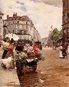 Louis Marie de Schryver Selling Flowers Elysee France oil painting artist
